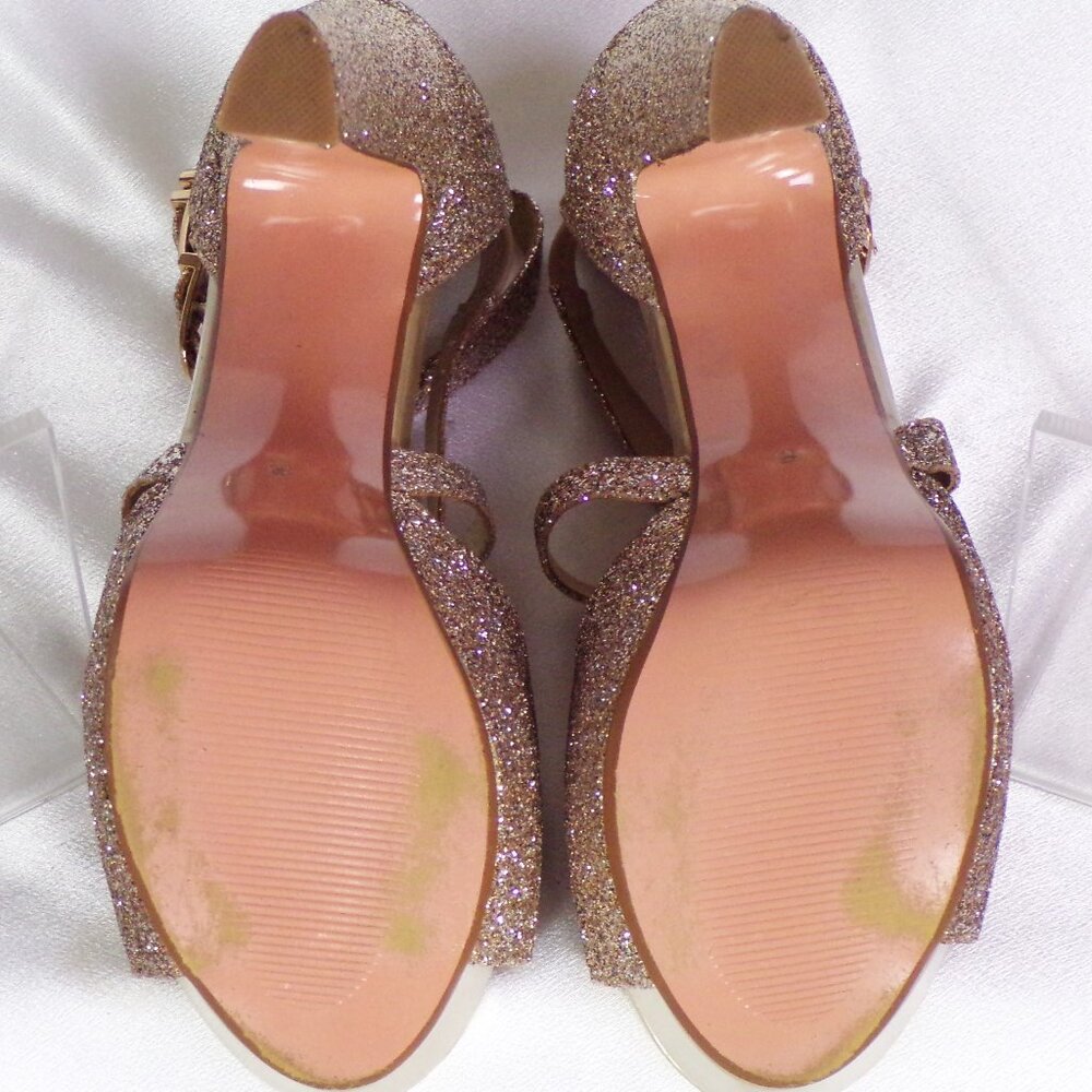 IDIFU Rose Gold Glitter Platform High Heel Sandals - Picture 14 of 15
